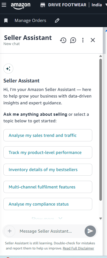 Amazon Seller Assistant AI for e-commerce business analysis